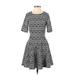 H&M Conscious Casual Dress - Fit & Flare: Ivory Damask Dresses - Women's Size 2