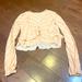 Free People Tops | Free People Long Sleeve Crop Top Cream And White Striped Blouse Cover Size Xs | Color: Cream/White | Size: Xs