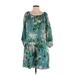 H&M Casual Dress - DropWaist: Teal Floral Dresses - Women's Size Small