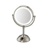 Conair Hospitality BE119WH Tabletop LED Lighted Vanity Mirror - 8 1/2"D x 15 3/4"H, Satin Nickel, 120v, Silver