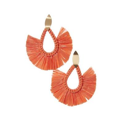 Boston Proper - Coral Orange - Straw Teardrop Earring