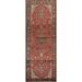 Red Lilian Persian Vintage Runner Rug Handmade Floral Wool Carpet - 3'6" x 11'6"