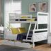 Twin Over Full Bunk Bed with Ladder, 2 Storage Drawers, Safety Guardrail