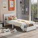 Twin Size Platform Bed with HeadBoard, Modern&Simple Wood Platform Bed Frame with Under-Bed Drawer, No Box Spring Needed