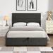 Full Size Upholstered Platform Bed with Storage Underneath, Metal Bed Frame with Tufted Headboard and Gas Lift Up Storage