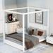 Canopy Platform Bed with Headboard and Support Legs, Modern Design Solid Pine Wood Bedframe, Can Be Freely Decorated