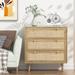 3-Drawer Bedroom Dresser Chest of Drawers Farmhouse Rattan Dresser Natural Oak Cabinet 31.5 in W. x 35.4 in H.