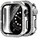 Apple Watch Case 45mm Series 7 with Glass Screen Protector Sparkle Rhinestones Apple Watch Screen Protector Hard Protective iWatch Cover for Apple Watch 45mm