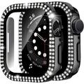 Apple Watch Case 41mm Series 7 with Glass Screen Protector Sparkle Rhinestones Apple Watch Screen Protector Hard Protective iWatch Cover for Apple Watch 41mm