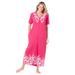 Plus Size Women's Knit Zip Long Lounger by Dreams & Co. in Pink Burst Meadow Floral (Size 2X)