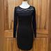 Jessica Simpson Dresses | Jessica Simpson Black Bodycon Dress, Eyelash Lace Detailed Shoulders/Sleeves, S | Color: Black | Size: S