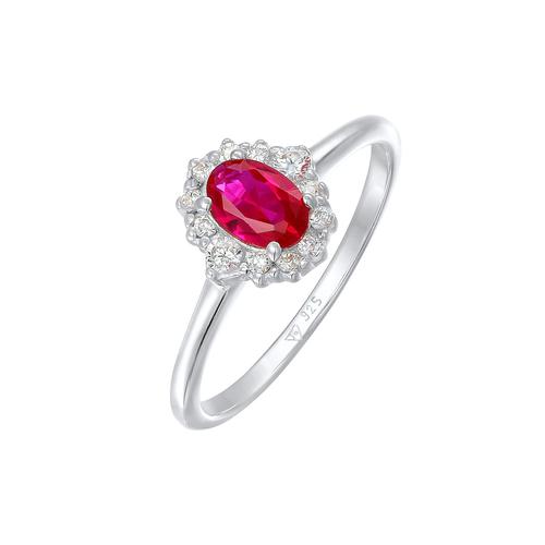 Elli Cocktailring Synthetischer Rubin Zirkonia 925 Silber 52 Damen