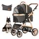 Kenyone Dog Stroller for Medium Dogs, Pet Stroller for Small Dogs 3-in-1 Multifunction Foldable Dog Stroller with Detachable Carriage, Lightweight Dog Stroller with Adjustable Handle for Dogs & Cats