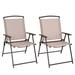 Arlmont & Co. Folding Patio Dining Armchair Sling, Steel in White/Brown | 36 H x 23 W x 26.5 D in | Wayfair D0F3FF9E47DD47D983F768099E09CE05