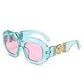 HCHES Vintage Irregular Candy Sunglasses For Women Gradient Sun Glasses Female Shades,Blue Pink,One size