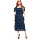 Plus Size Women's Square-Neck Lace Jessica Dress by June+Vie in Navy (Size 18/20)