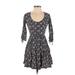 Hollister Casual Dress - Fit & Flare: Blue Print Dresses - Women's Size X-Small