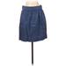 J.Crew Factory Store Casual Skirt: Blue Solid Bottoms - Women's Size 4