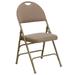 Flash Furniture HA-MC705AF-3-BGE-GG Extra Large Folding Chair w/ Beige Fabric Back & Seat - Steel Frame, Beige, Triple Braced, Stainless Steel