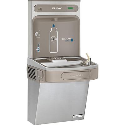 Elkay LZSG8WSSK Wall Mount Drinking Fountain w/ Bottle Filler - Refrigerated, Filtered, Silver, 115 V