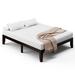 Costway Queen Size Wood Bed Frame & 8" Foam Mattress Set CertiPUR-US