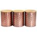 3 Piece Golden Kitchen Canister Set with Bamboo Lids in Rose Gold - 4.3in x 5.3in