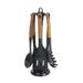 Black Nylon Cooking Utensils with Wood Design, Set of 7