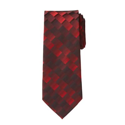 Men's Big & Tall KS Signature Extra Long Classic Geo Tie by KingSize in Rich Burgundy Geo Necktie