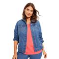 Plus Size Women's Essential Denim Jacket by June+Vie in Medium Wash (Size 28 W)