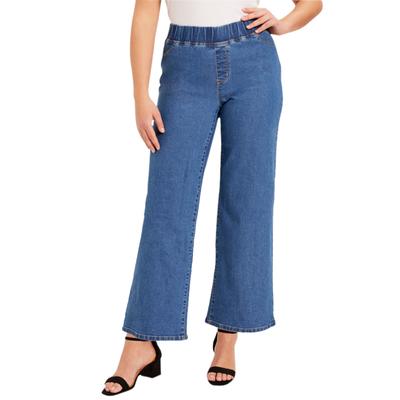 Plus Size Women's Contour Denim Wide-Leg Jean by June+Vie in Medium Wash (Size 12 W)