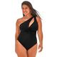 Plus Size Women's Twist One Shoulder Adjustable Strap One Piece Swimsuit by Swimsuits For All in Black (Size 6)