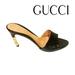 Gucci Shoes | Gucci Heel Pump Sandal - Embossed Leather With Gold Heel Stems - Made In Italy | Color: Black/Gold | Size: 6