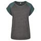 Kurzarmshirt URBAN CLASSICS "Damen Ladies Contrast Raglan Tee" Gr. XXL, grün (charcoal, bottlegreen) Herren Shirts T-Shirts