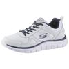 Sneaker SKECHERS "Track-Scloric", Herren, Gr. 40, blau (weiß, navy), Textil, Leder, sportlich, Schuhe, Freizeitschuh, Halbschuh, Schnürschuh mit Skechers Memory Foam