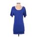 Moda International Cocktail Dress - Shift Scoop Neck Short sleeves: Blue Print Dresses - Women's Size X-Small