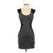 Express Casual Dress - Bodycon Scoop Neck Sleeveless: Black Color Block Dresses - Women's Size 0