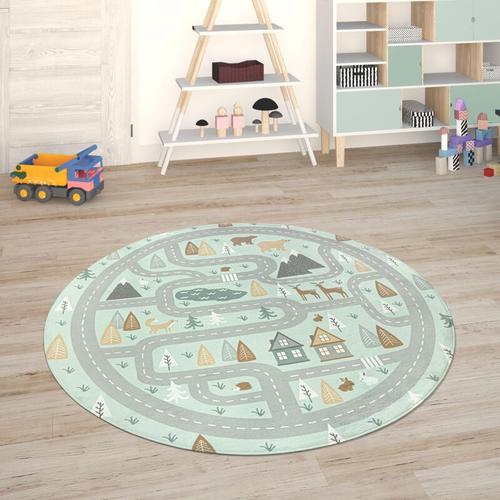 Paco Home - Kinderteppich Teppich Kinderzimmer Spielmatte Straßenteppich Spielteppich Türkis, 150