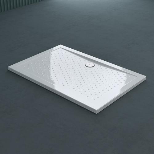 Duschtasse Duschwanne Lucia04 90x120x4 flach aus Acryl Weiß mit Anti-Rutsch Profil und