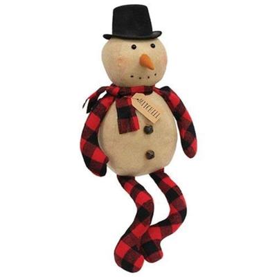 Mitchell Buffalo Check Snowman - Tan-Red-Black - 22" high by 7" wide by 7" deep.