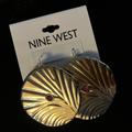 Nine West Jewelry | Nine West 2” Gold Tone Textured Circle Earrings W/ Pink Stone, Nwt | Color: Gold/Pink | Size: Os