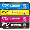 KINGJET 973X Ink Cartridges New Chip Replacement for HP 973 973X Ink Multipack for HP PageWide Pro 477dw 577dw 452dw 477dn 452dn 577z 552dw P55250dw Printer (Black Cyan Magenta Yellow), 4 Pack