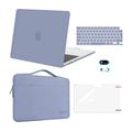 MOSISO Compatible with MacBook Air 13.6 inch Case 2024 2023 2022 M3 A3113 M2 A2681 Touch ID, Plastic Hard Shell Case &Carrying Sleeve Bag&Keyboard Cover&Webcam Cover &Screen Protector, Lavender Gray