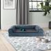 Archie & Oscar™ Estella Faux Fleece & Chenille Soft Woven Orthopedic Sofa Pet Bed Metal in Blue | 8 H x 40 W x 32 D in | Wayfair