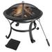 Classy Home 22-inch Outdoor Wood Burning Fire Pit w/ Spark Screen Cover, Log Grate, Poker, Nylon Cover | 20.8 H x 22 W x 22 D in | Wayfair HFP-R001