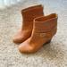 J. Crew Shoes | J. Crew Cognac Leather Ankle Wedge Booties | Color: Brown | Size: 8.5