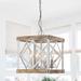 Rylie 4 - Light Lantern Square Pendant Wood/Metal in Brown/White Laurel Foundry Modern Farmhouse® | 14 H x 12 W x 12 D in | Wayfair