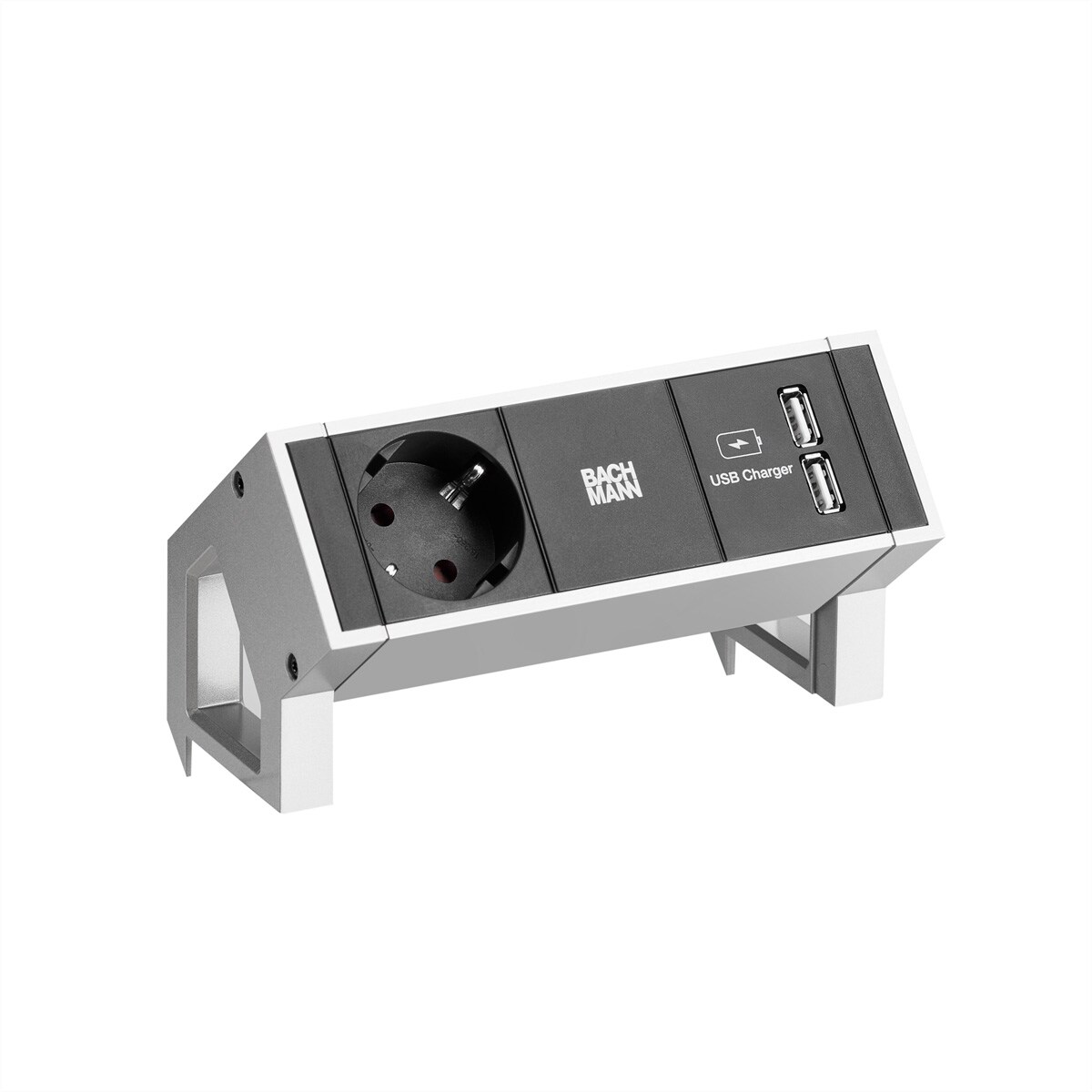 BACHMANN DESK2 1x Schutzkontakt 1xUSB Charger Inox Image