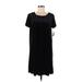 Tacera Casual Dress - Shift Scoop Neck Short sleeves: Black Solid Dresses - Women's Size Medium