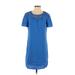 Gianni Bini Casual Dress - Shift Scoop Neck Short sleeves: Blue Print Dresses - Women's Size X-Small