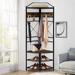 Industrial Corner Hall Tree for Entryway, Coat Rack with 8 Double Hooks Shoe Storage for Home,Bedroom,Hallway